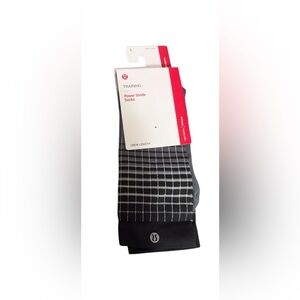 Lululemon Power Stride Crew Socks Women’s Large BLK/TVSG/WHT
